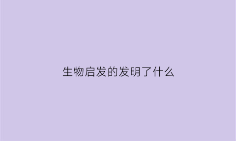 生物启发的发明了什么