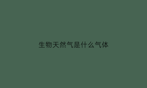 生物天然气是什么气体(生物天然气是什么意思)
