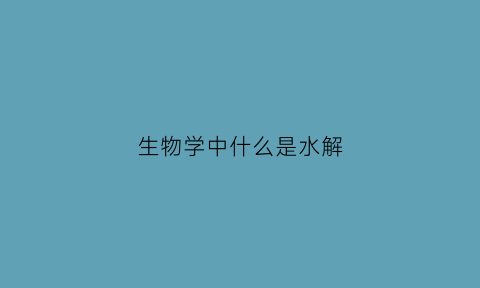 生物学中什么是水解(什么是水解产物)