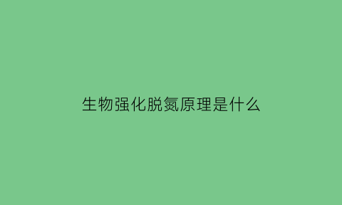 生物强化脱氮原理是什么(什么是生物脱氮技术)