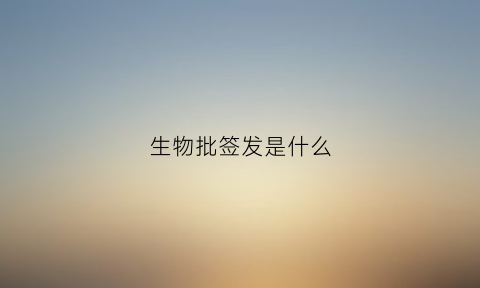 生物批签发是什么