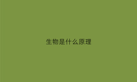 生物是什么原理(生物是什么原理学的)