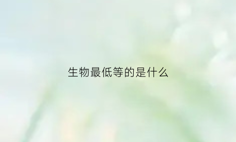 生物最低等的是什么(什么生物最低级)