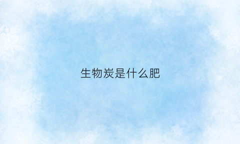 生物炭是什么肥(生物炭是什么肥料做的)
