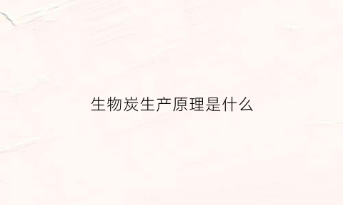 生物炭生产原理是什么(生物炭的作用机理)