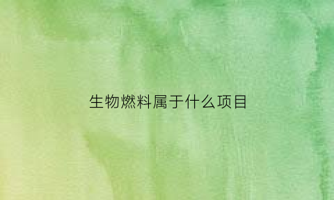 生物燃料属于什么项目