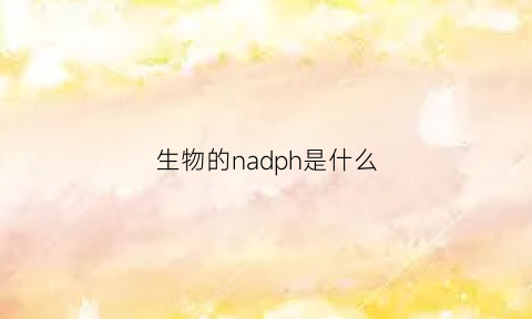 生物的nadph是什么(nadh是什么高中生物)