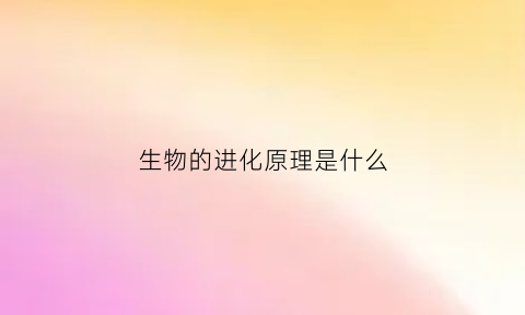 生物的进化原理是什么(生物的进化原理是什么)