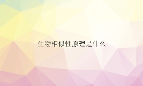 生物相似性原理是什么(生物相似概念)