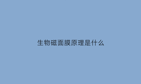 生物磁面膜原理是什么(missflyer生物磁面膜)
