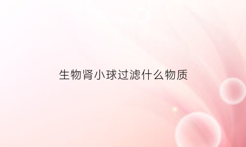 生物肾小球过滤什么物质(生物肾小球过滤什么物质最多)