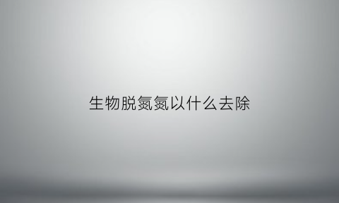 生物脱氮氮以什么去除