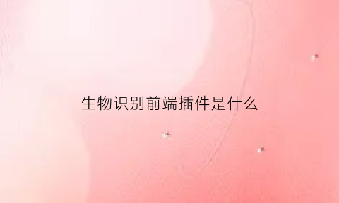 生物识别前端插件是什么(生物识别前端插件是什么软件)