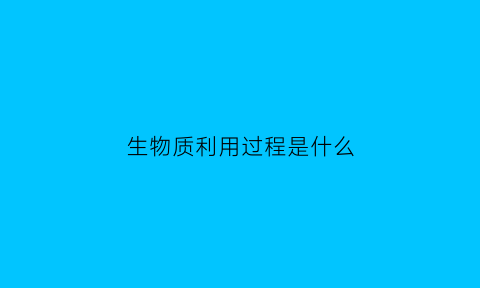 生物质利用过程是什么(生物质利用前景)