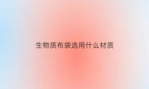 生物质布袋选用什么材质