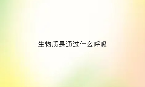 生物质是通过什么呼吸