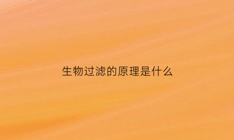 生物过滤的原理是什么(生物过滤器的原理)