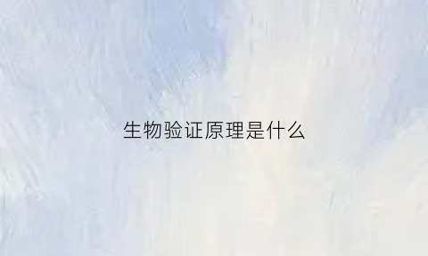 生物验证原理是什么