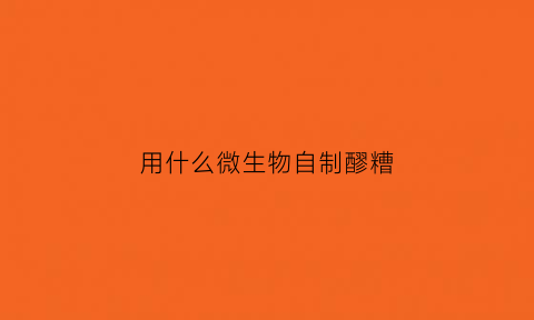 用什么微生物自制醪糟(用什么微生物自制醪糟好)