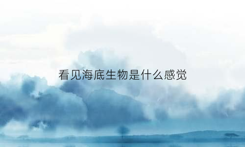 看见海底生物是什么感觉(在海底看到了什么)
