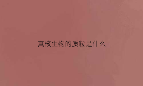 真核生物的质粒是什么(真核生物的质粒在哪里)