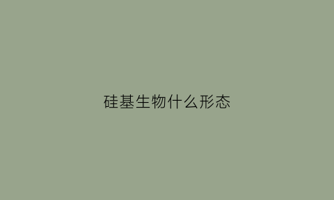 硅基生物什么形态(硅基生物什么形态最好)