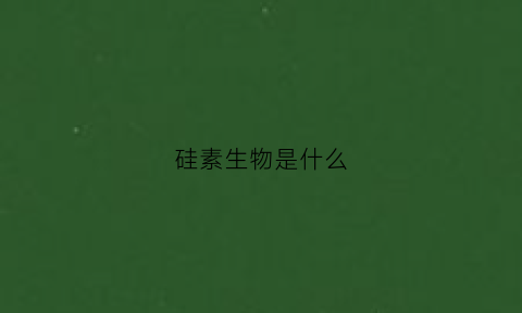 硅素生物是什么(硅素百度百科)