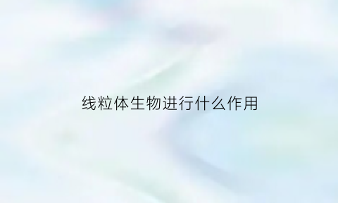 线粒体生物进行什么作用