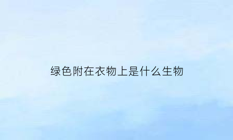 绿色附在衣物上是什么生物(绿色衣服的作用是)