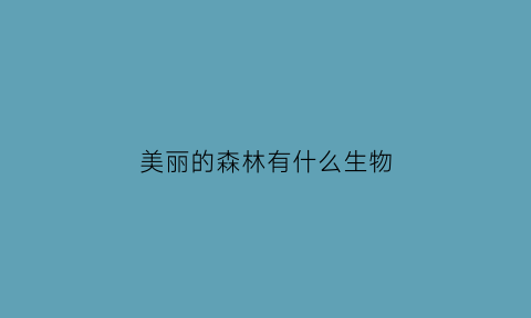 美丽的森林有什么生物(美丽的森林动物)