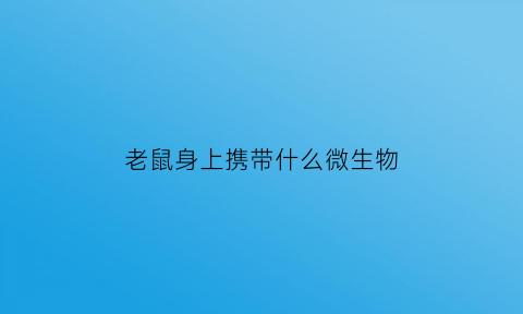老鼠身上携带什么微生物(老鼠身上携带什么微生物呢)
