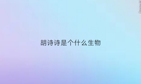 胡诗诗是个什么生物(胡诗晨个人资料)