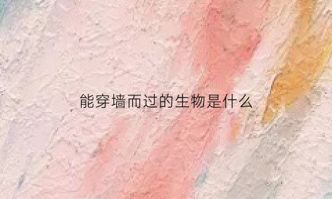 能穿墙而过的生物是什么(能穿墙的动物)