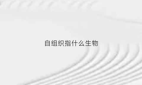 自组织指什么生物(自组织定义)