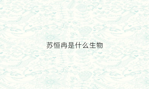 苏恒冉是什么生物(苏恒百科)
