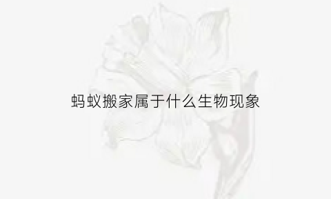 蚂蚁搬家属于什么生物现象(蚂蚁搬家属于什么领域)