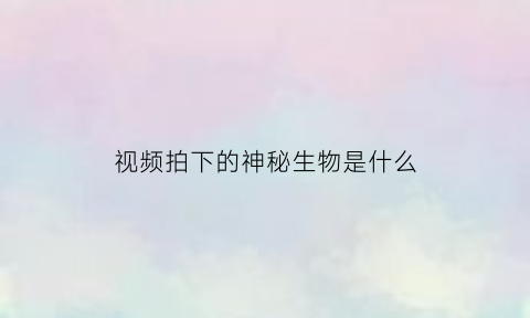 视频拍下的神秘生物是什么(5个无意间拍摄到的神秘生物你还相信你的眼睛吗)