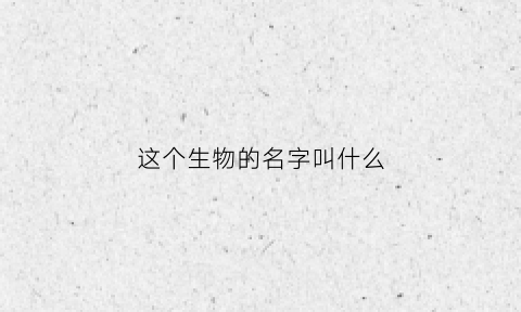 这个生物的名字叫什么(这种生物是什么意思)