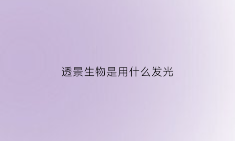 透景生物是用什么发光(透景生物是用什么发光的)