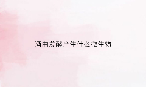 酒曲发酵产生什么微生物