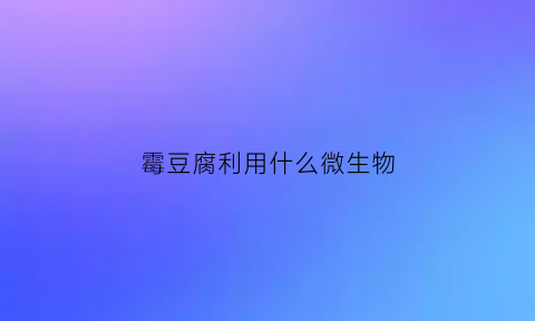 霉豆腐利用什么微生物(霉豆腐的原理)