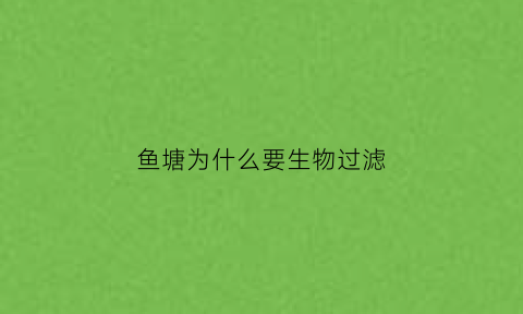 鱼塘为什么要生物过滤(为什么池塘养鱼不用过滤)