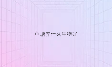 鱼塘养什么生物好