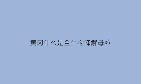 黄冈什么是全生物降解母粒