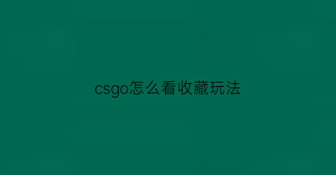 csgo怎么看收藏玩法