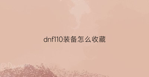 dnf110装备怎么收藏