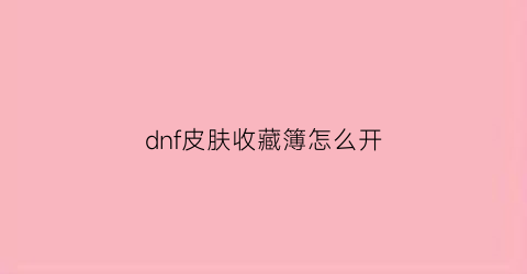 dnf皮肤收藏簿怎么开