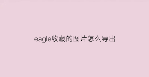 eagle收藏的图片怎么导出