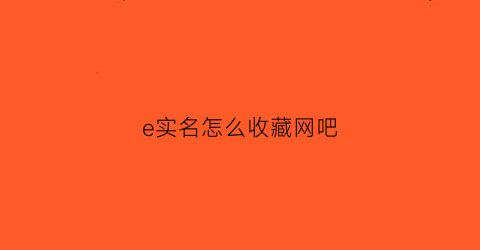 e实名怎么收藏网吧