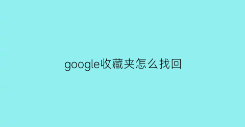 google收藏夹怎么找回